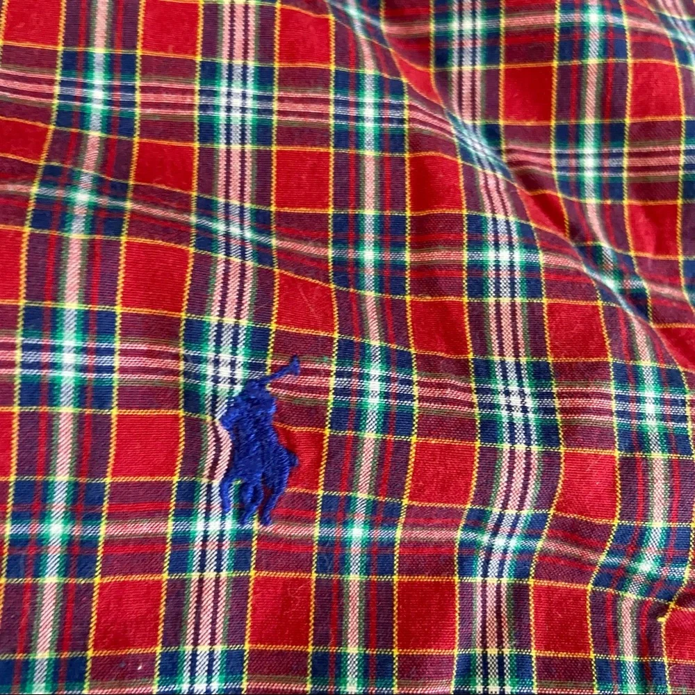 Ralph Lauren Plaid Shirt Red/Blue Short Sleeve Preppy 100% Cotton Size 6 Boy’s